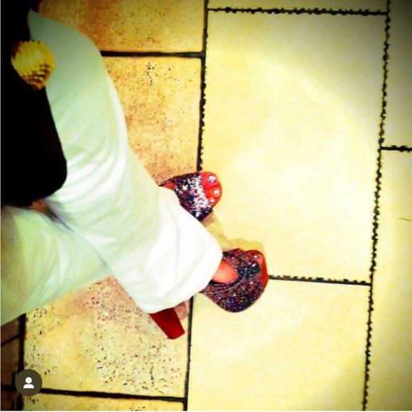 Jeffrey Campbell Foxy Wood Multiglitter Platform Sandals - Picture 6 of 9